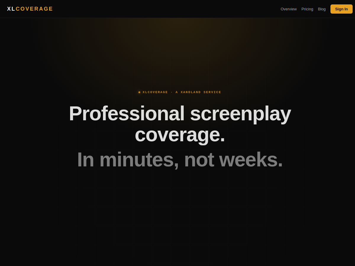 XLCoverage AI screenplay coverage website
